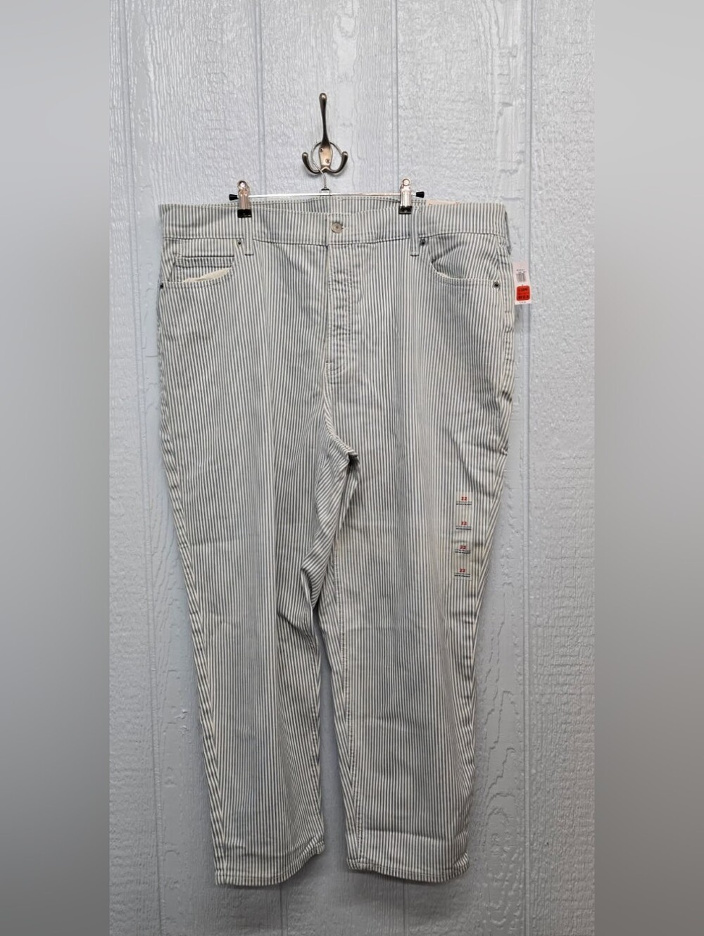 New Size 22 Pinstripe Straight Jeans - Blue & White Old Navy